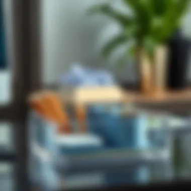 Clear acrylic inbox tray with stationery items