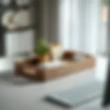 Elegant wooden inbox tray on a minimalist desk