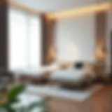 Elegant arrangement of double twin beds with corner unit in a modern bedroom