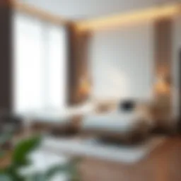 Elegant arrangement of double twin beds with corner unit in a modern bedroom