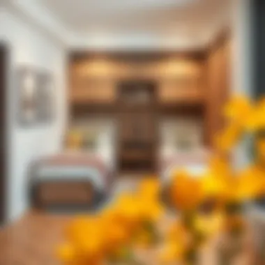 Design layout of double twin beds with corner unit maximizing space efficiency