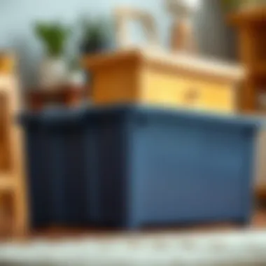 A close-up view of a durable plastic bin displaying its sturdy construction.