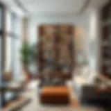 Modern bookshelf in a stylish living room