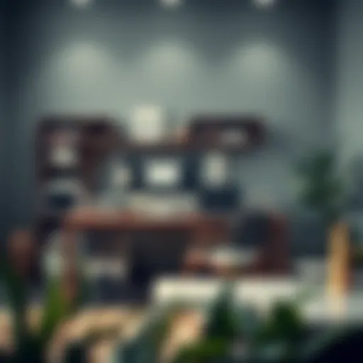 Optimally Designed Workspace A well-organized office desk with storage solutions