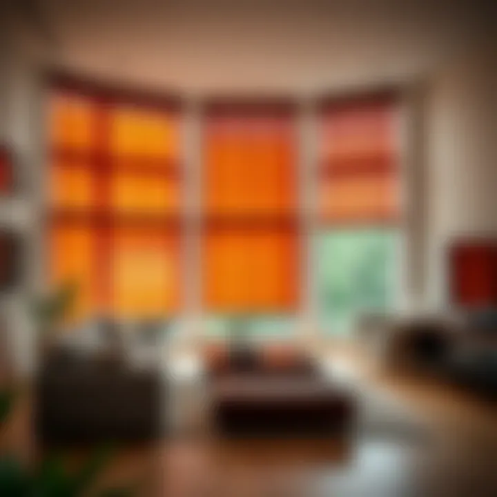 Elegant electric wooden blinds in a modern living room setting