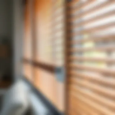 Close-up view of the technology behind electric wooden blinds