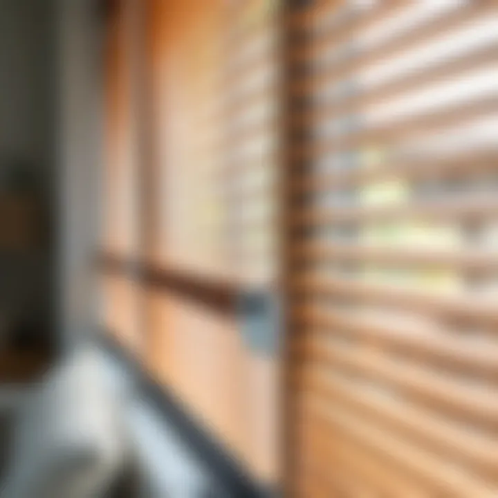 Close-up view of the technology behind electric wooden blinds