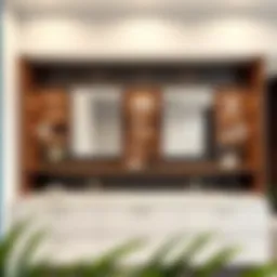 Stylish bathroom vanity with integrated shelves