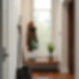 Elegant entryway with modern coat hooks
