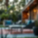 A stylish modern outdoor chair set on a patio