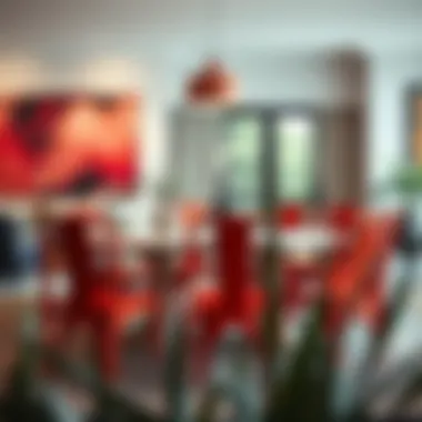 Stylish red dining chairs complementing a modern interior