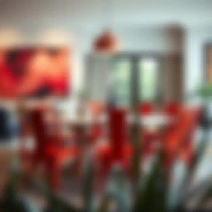 Stylish red dining chairs complementing a modern interior