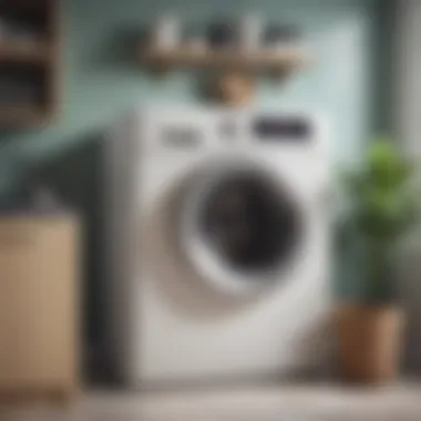 Compact washing machine in a stylish laundry room