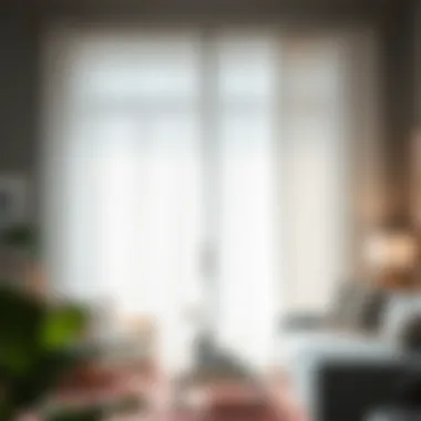 Simple installation of sheer white curtains in a cozy setting