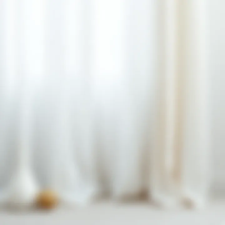 Close-up of luxurious fabric types for sheer white curtains