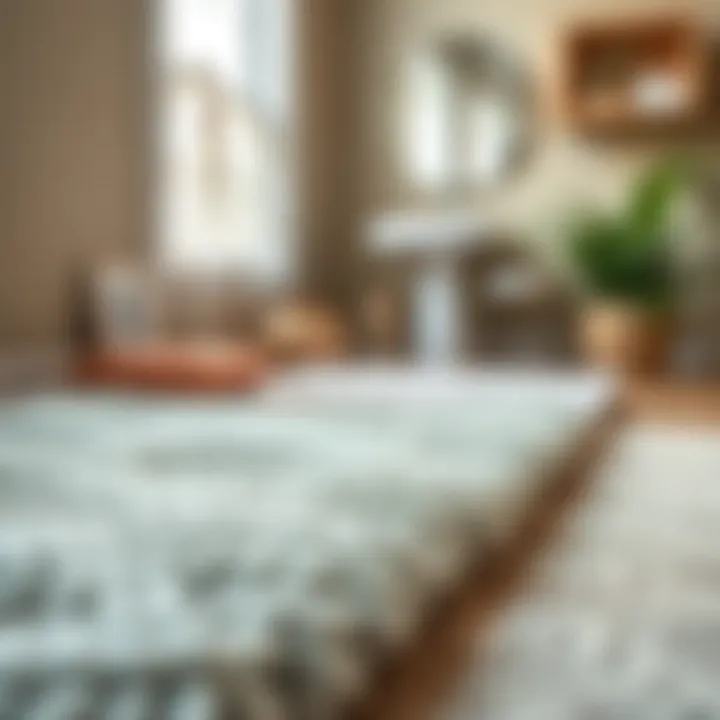 Close-up of different materials used in bath rugs