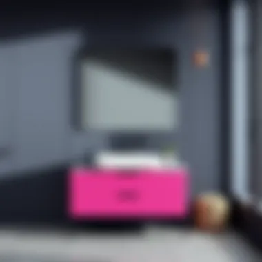 Modern bath sink vanity combo featuring bold colors and materials