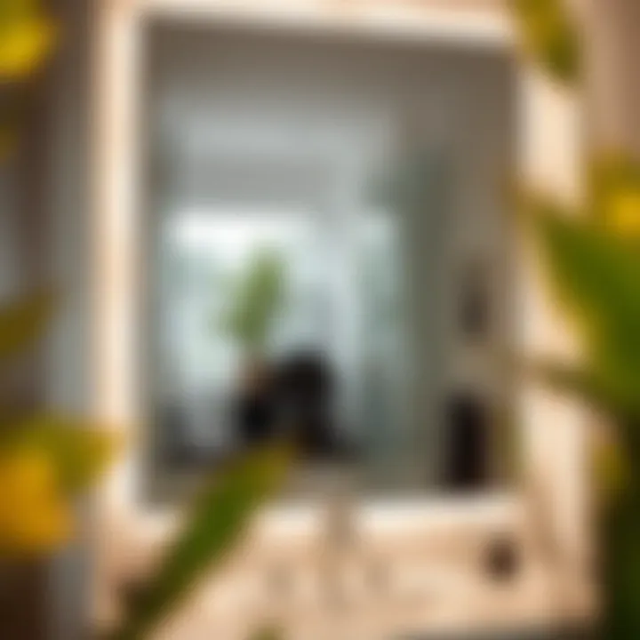 Illuminated Reflection Elegant illuminated bathroom mirror reflecting modern decor