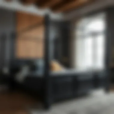 Craftsmanship Unveiled: Quality of the Black Four Post Bed Frame Detailed craftsmanship of a black four post bed frame highlighting construction quality