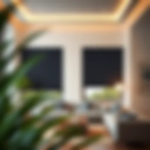 Elegant Display of Blackout Wooden Blinds Elegant display of blackout wooden blinds in a modern living room setting