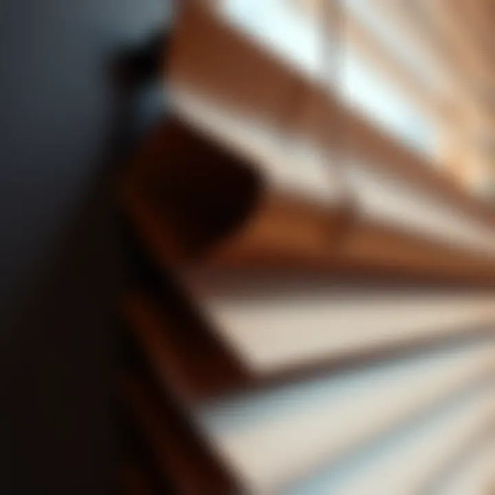 Close-up of Wooden Blinds Texture Close-up of the texture and finish of wooden blinds showcasing craftsmanship