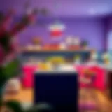 Brightly decorated kitchen with vibrant color accents