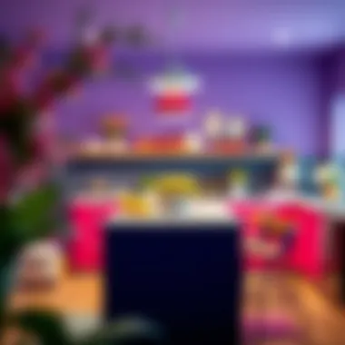 Brightly decorated kitchen with vibrant color accents