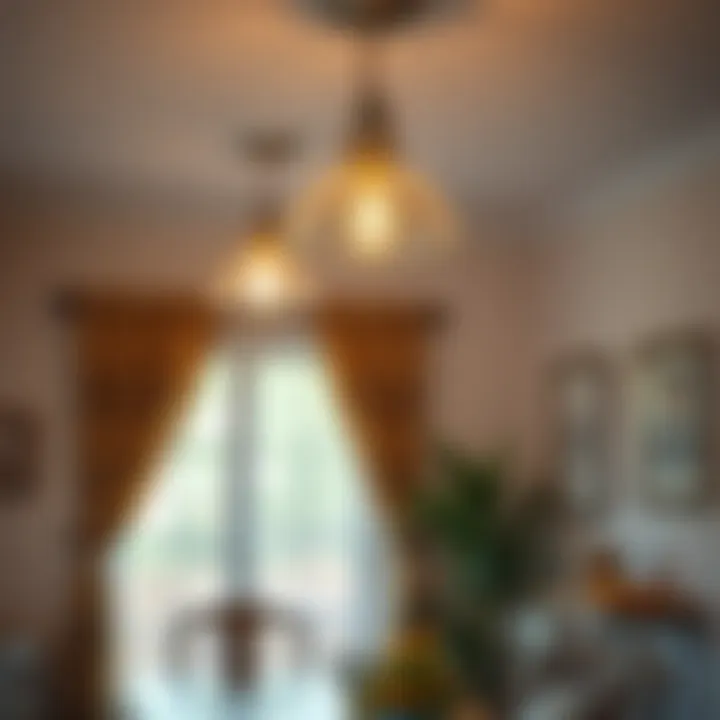 Vintage Charm: A Cozy Dining Space with Pull Cord Light Stylish vintage pull cord ceiling light in a cozy dining area