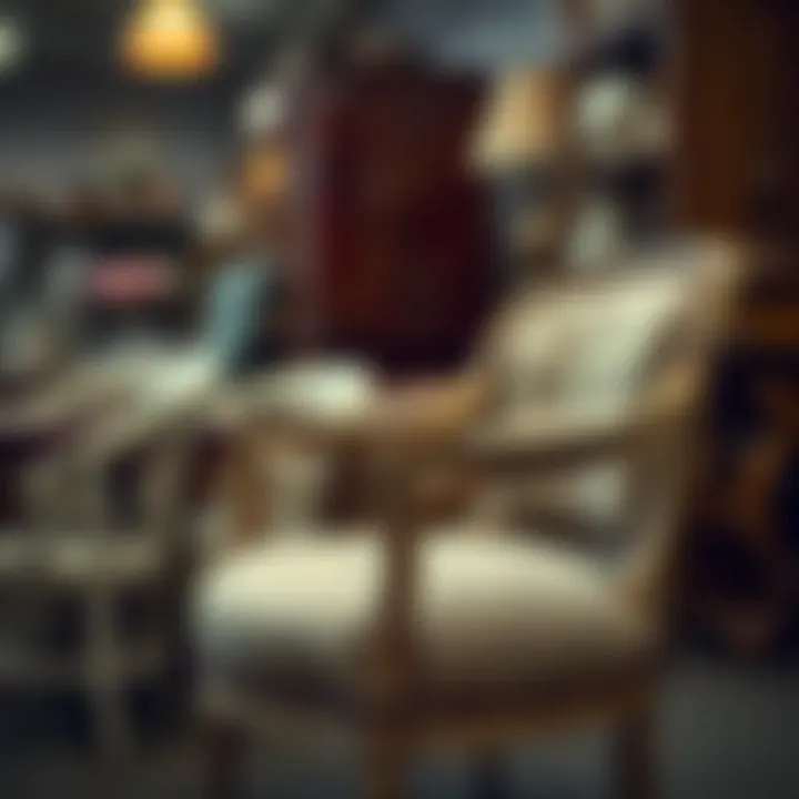 Unique Vintage Chair in a Consignment Store Close-up of a vintage chair with a unique design available at a consignment store