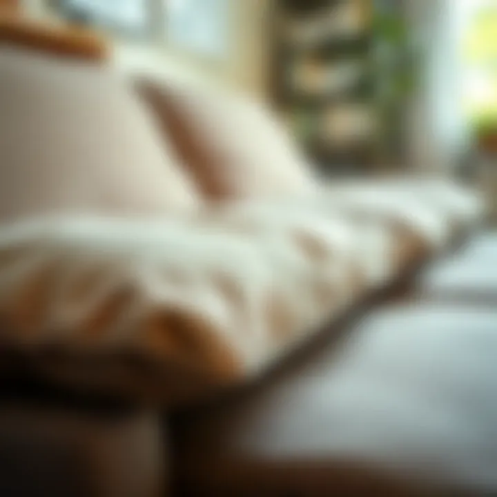 Close-up of futon fabric textures and materials