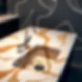 Elegant custom quartz sink design showcasing unique patterns and colors