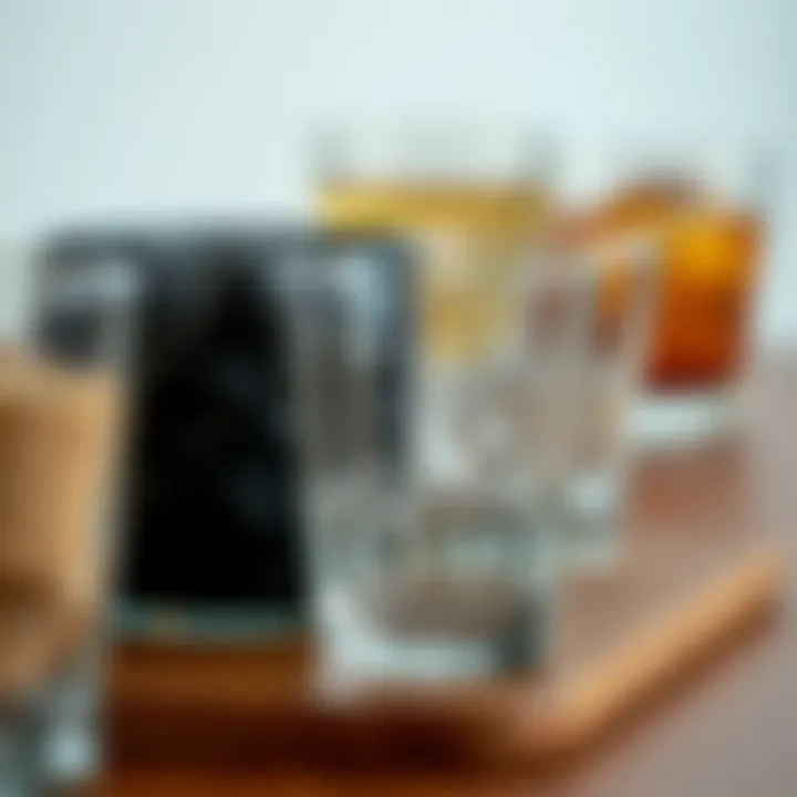 Close-up of various materials used in 4oz drinking glasses