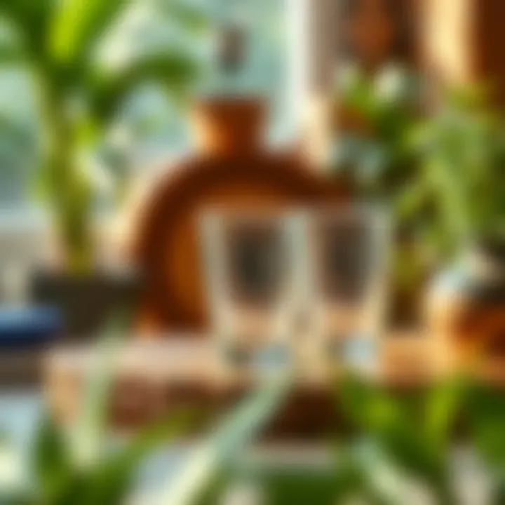 Sustainable 4oz drinking glasses showcased in an eco-friendly environment