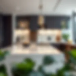 Elegant 8-foot island countertop in a modern kitchen