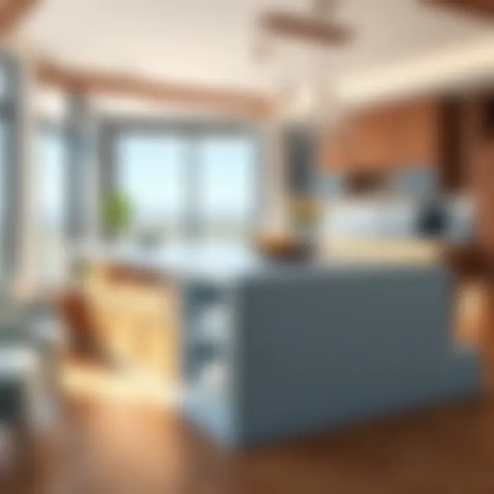 Functional 8-foot island countertop with integrated seating