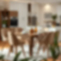 Elegant wooden kitchen table setting