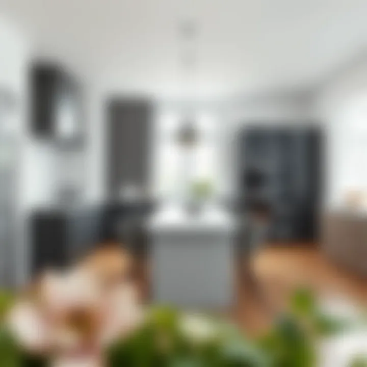 Modern kitchen with minimalist table