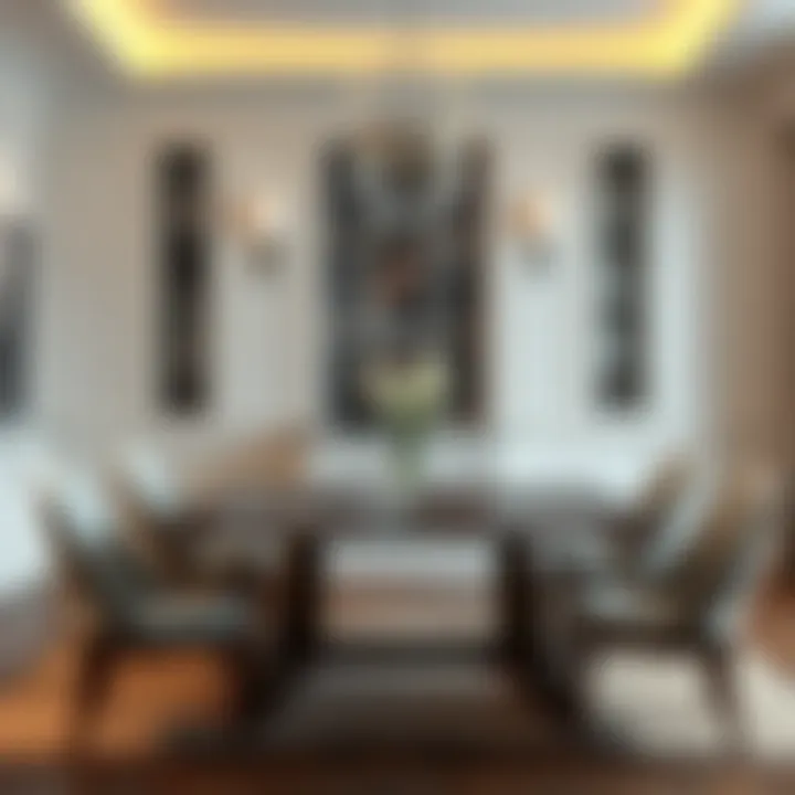 Chic dining arrangement emphasizing size and spatial harmony