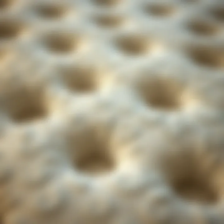 Close-up of mattress materials and textures