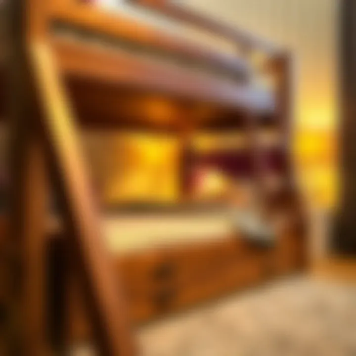 Detailed view of materials used in Donco bunk bed
