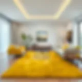 Elegant green-yellow rug in a modern living room