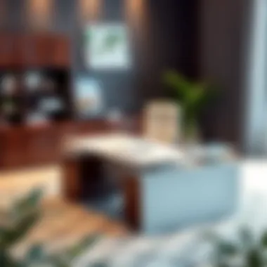 Elevating Aesthetics with L-Shaped Corner Desk Elegant executive L-shaped corner desk paired with stylish office decor