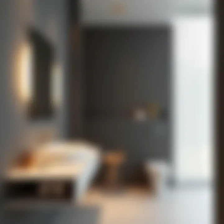 Elegant bathroom showcasing a minimalist floating vanity