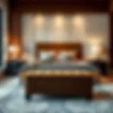 Luxurious velvet foot stool complementing a modern bedroom