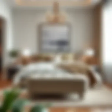 Minimalist foot stool enhancing an elegant bedroom decor