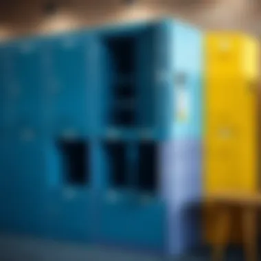 Customization options for four-tier metal lockers in different colors