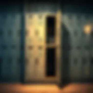 Four-tier metal lockers showcasing security features