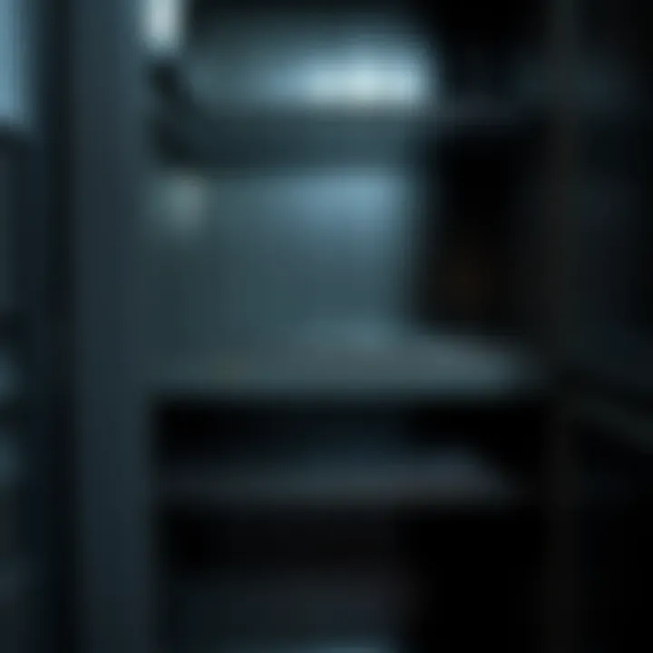 Close-up of sturdy metal construction in a four-tier locker