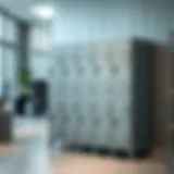 Stylish four-tier metal locker in a modern office setting