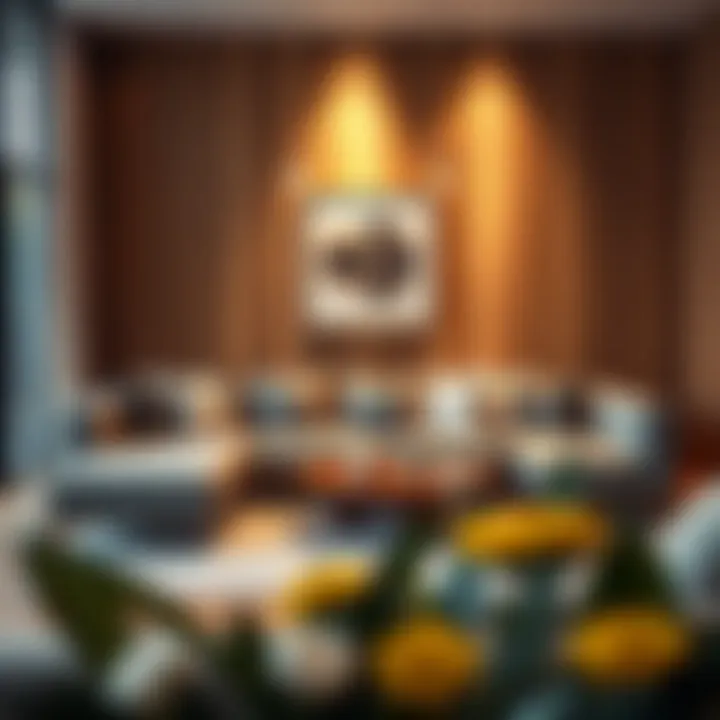 Elegant futon cushion arrangement in a modern living room